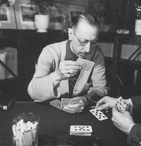 Igor Stravinsky playing cards.